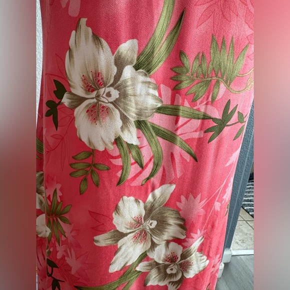 La Cabana Hawaiian Floral Maxi Pink Dress Size M - Picture 8 of 9